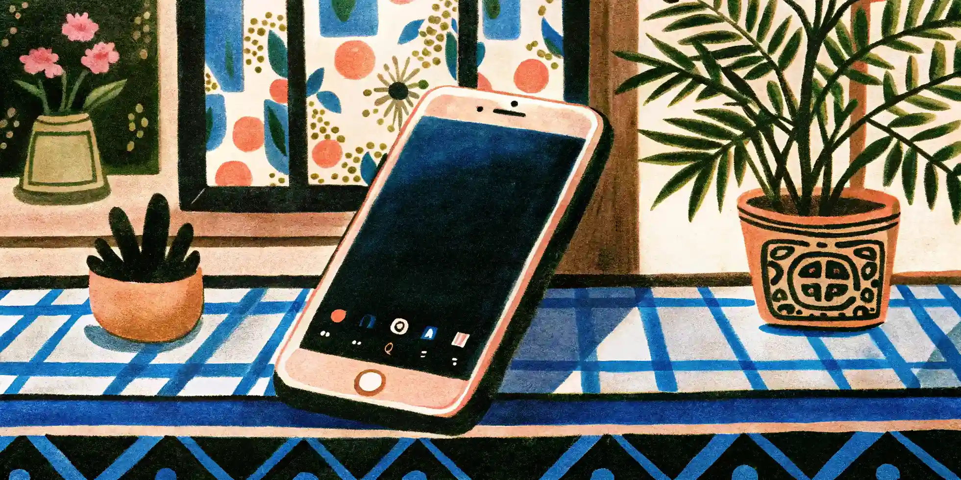 the phone is on the table